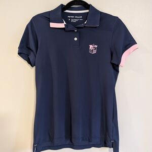 Peter Millar Navy Polo Shirt with Pink Accents